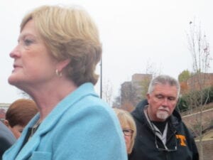Pat Summitt exits the plaza after an emotional dedication in her honor. Photo by Nichole Stevens 