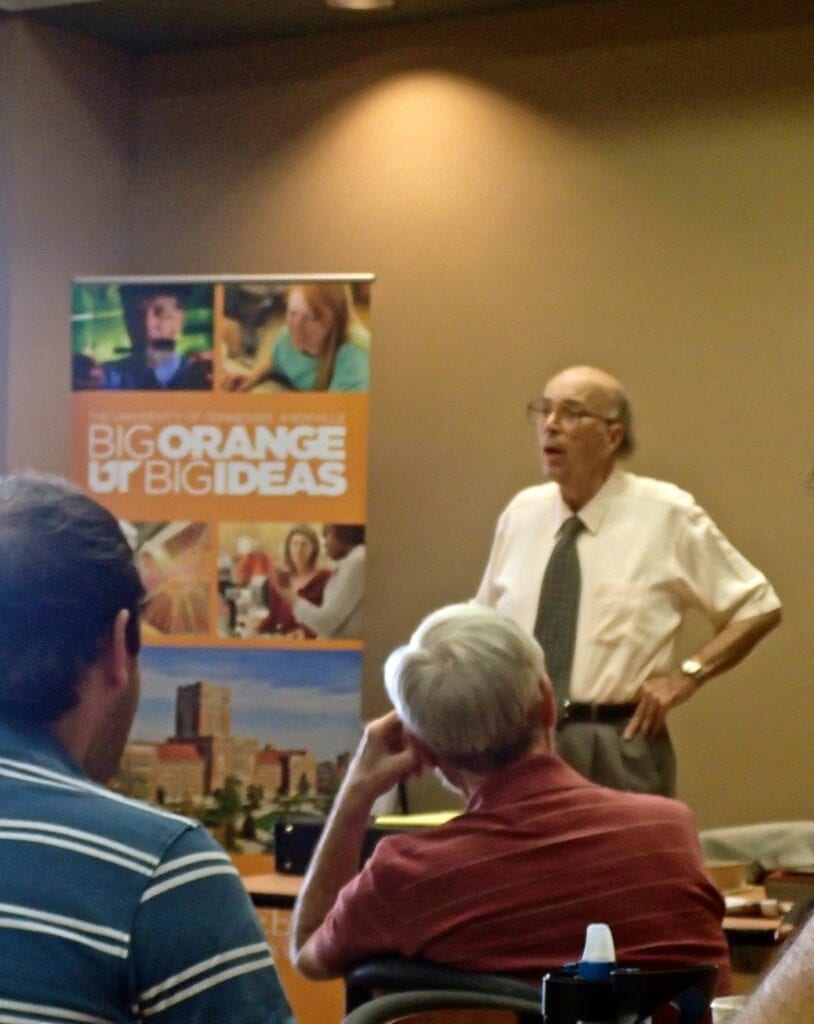 Ted Lundy gives a talk at the UT Science Forum. 