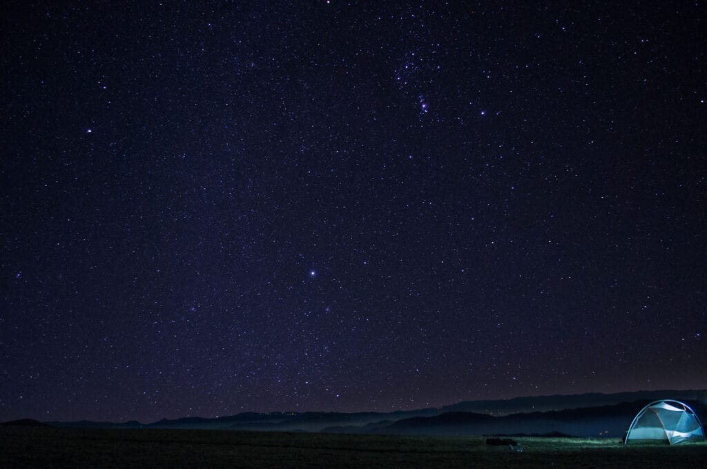 Stars glow at the top of Max Patch in N.C. on the Appalachian Trail.