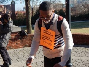 Hodge's sign read, "I represent the individuals whose orientation prevents their voices from being heard." Hodge said that one did not have to be a part of a certain demographic to acknowledge its struggle.