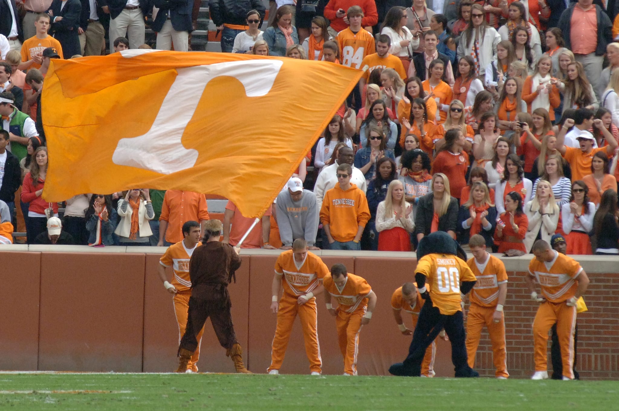 UT rifleman waves "Power T" flag.