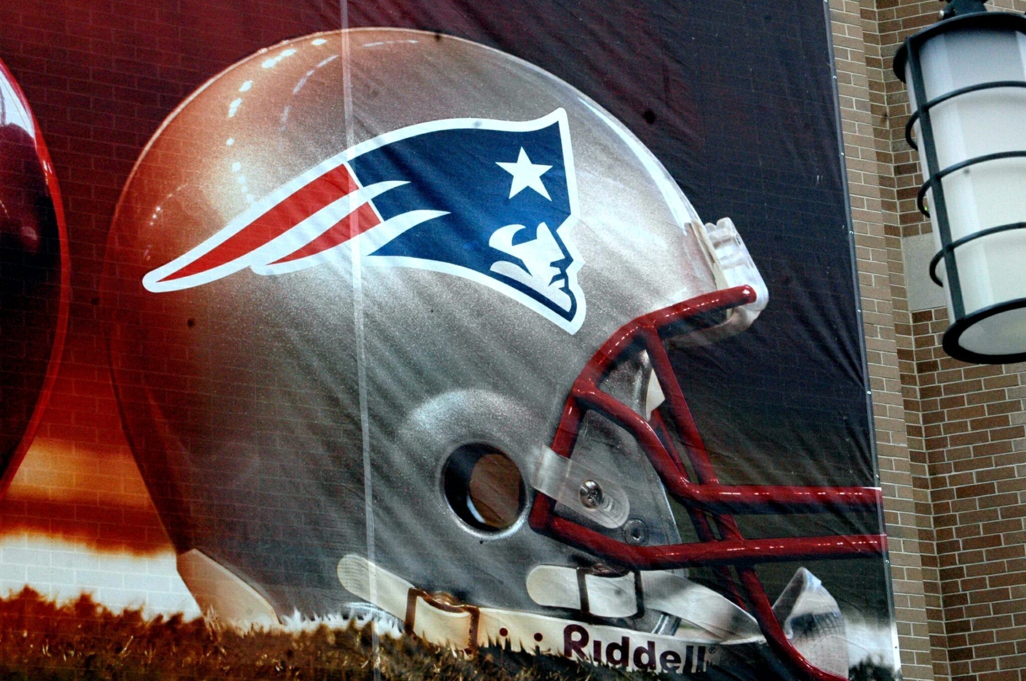 Patriots' logo prior to the 2012 Super Bowl.